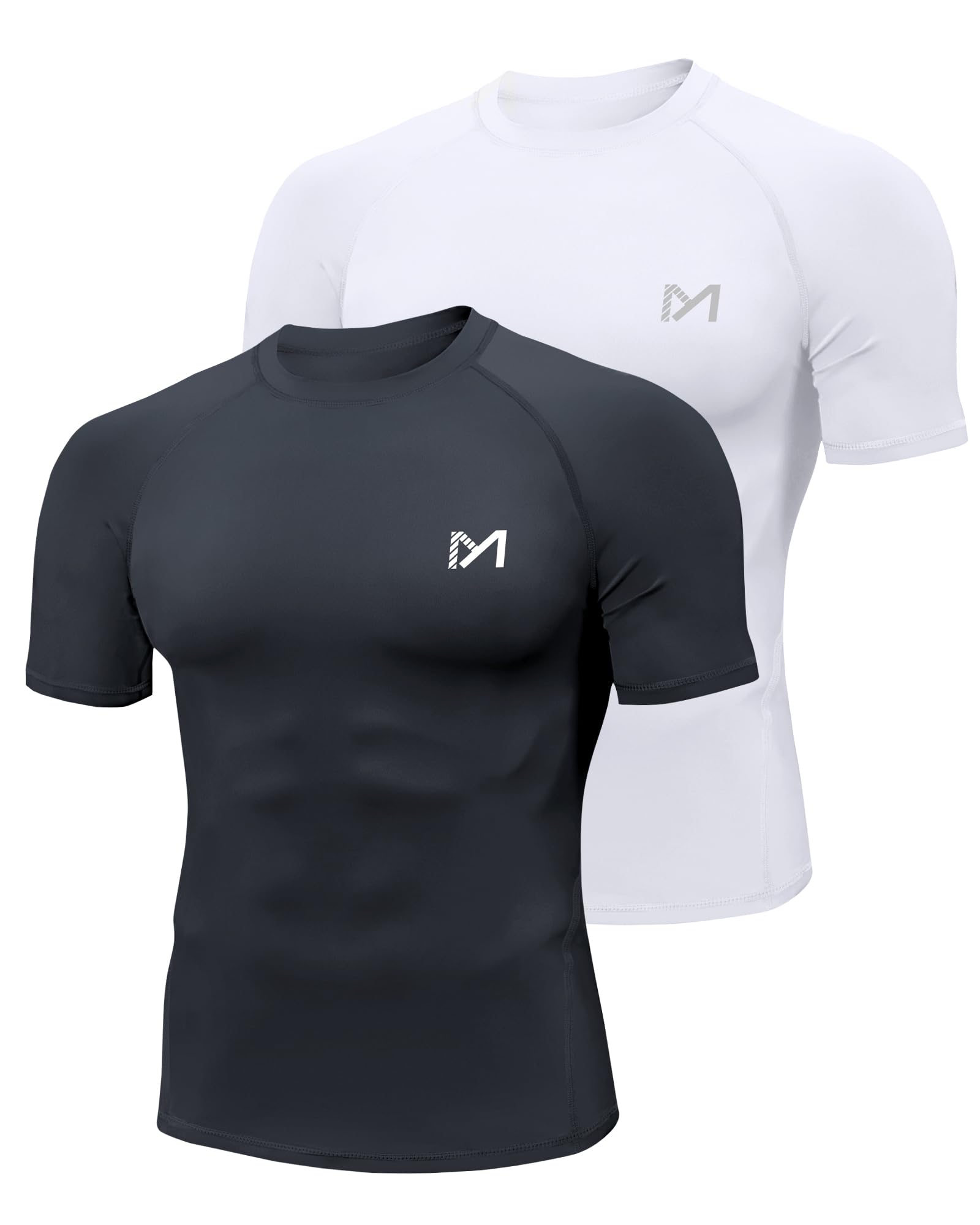 MEETYOO 2 or 3 Pack Kompressionsshirt Herren, Funktionsshirt Herren & UPF50+ UV Shirt Herren–Atmungsaktiv, Feuchtigkeitsableitend, Schnell Trocknend, Ideal für Sport, Schwimmen und den Alltag