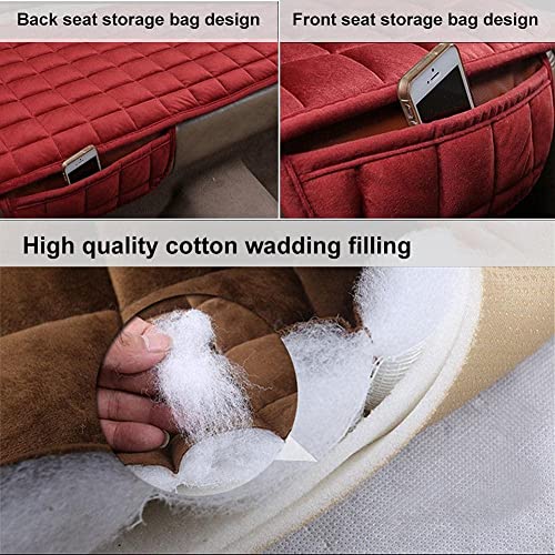 3Pcs/Set Car Seat Cover Thickened Velvet Front Or Rear Seat Back Cushion Cover Car Keep Protection Pad Warm Mat Seat Pads,Winter Front Protector Pads,Protector Protective Pads #TOP4