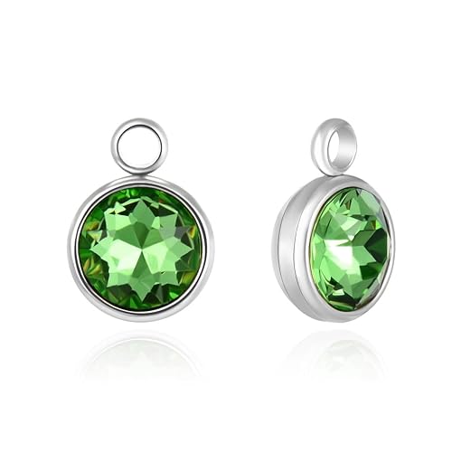 Adabele Grade A Surgical Stainless Steel Round Birthstone Charm Pendant