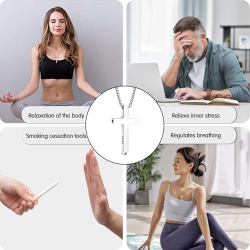 Breathing Necklace Stop Smoking Aids that Work Stainless Steel Cross with Black Faith Scripture Stylish Portable Unisex Gift for Meditation, Stress Relief, Mindfulness4