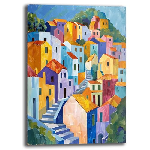 Printerland Quadro Moderno Soggiono Astratto Città Casa Quadri Moderni su Tela Stampa Canvas Astratta Decorazione da Parete Camera da Letto Arredamento Contemporaneo (7, 30x40 cm, Canvas intelaiato)