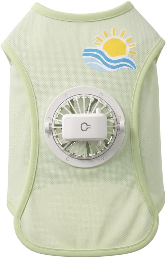 Dog Cooling Vest, 3-Speed Fan, Lime Green, S