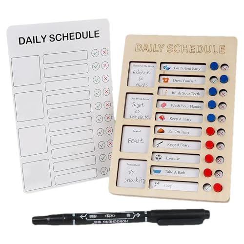 Tableau de tâches quotidiennes effaçable en bois pour stopper le stress des routines du soir