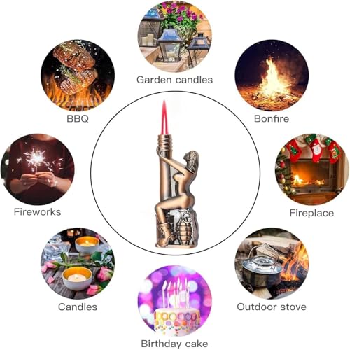 Encendedor metálico recargable diseño chica vintage miniatura 7