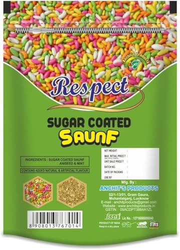 Image of RESPECT Sugar Coated Saunf Fennel Seeds, Mukhwash, Sweet Mouth Freshener (200 X 2)