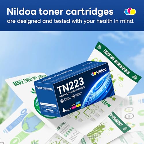 Image of TN-223 TN223BK /C /M /Y Toner Cartridge Replacement for Brother TN223 TN 223 TN2234PK TN-223BK /C /M /Y Ink Cartridge, TN223 Black /Cyan /Magenta /Yellow Toner Cartridges Set