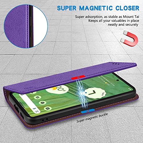 ZZXX for Google Pixel 7 Wallet Case Strong Magnetic 6.3 inch,Purple - image 3