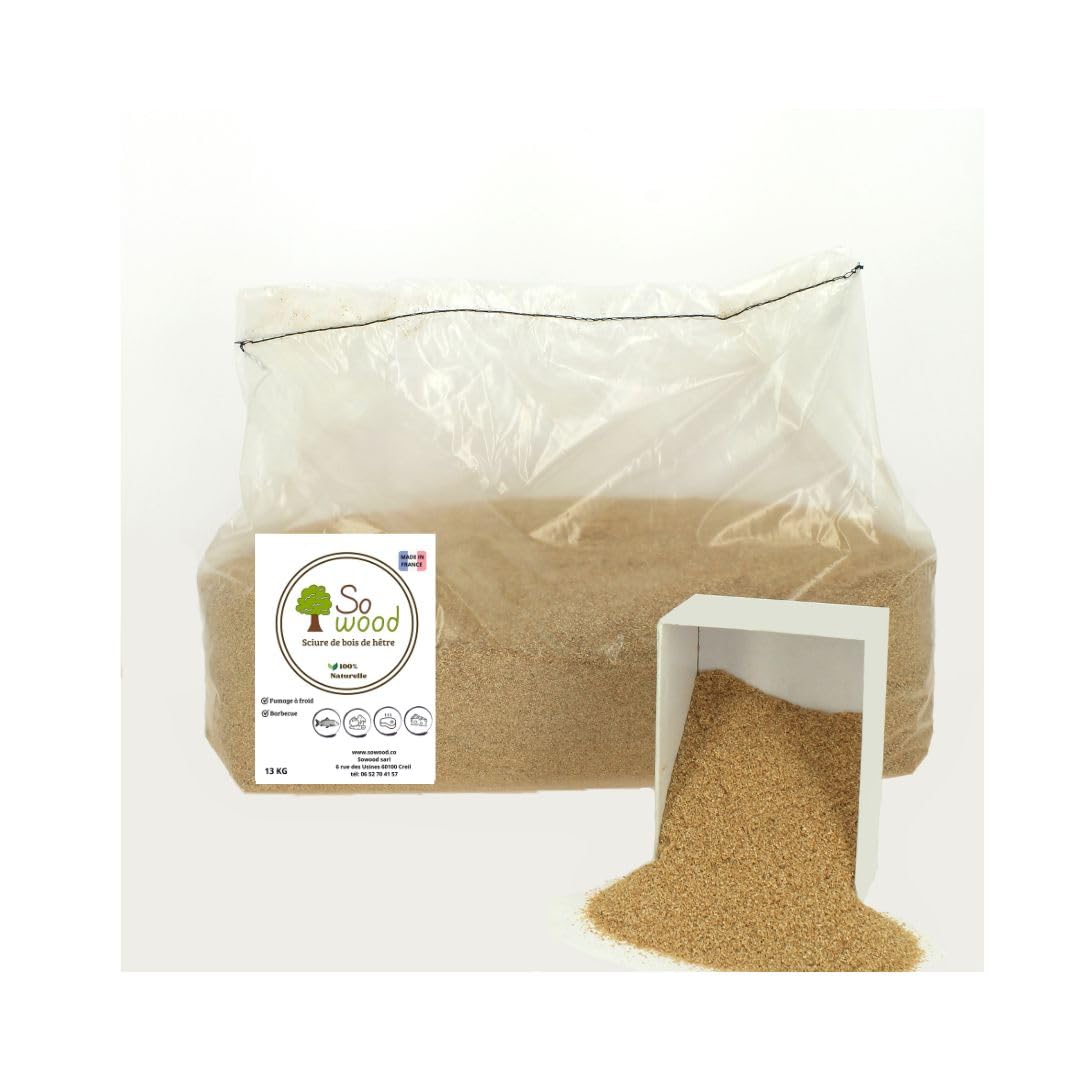 Sciure de Bois de hêtre pour Fumage 13KG Naturel 0.35 à 0.9 mm Tout fumoir