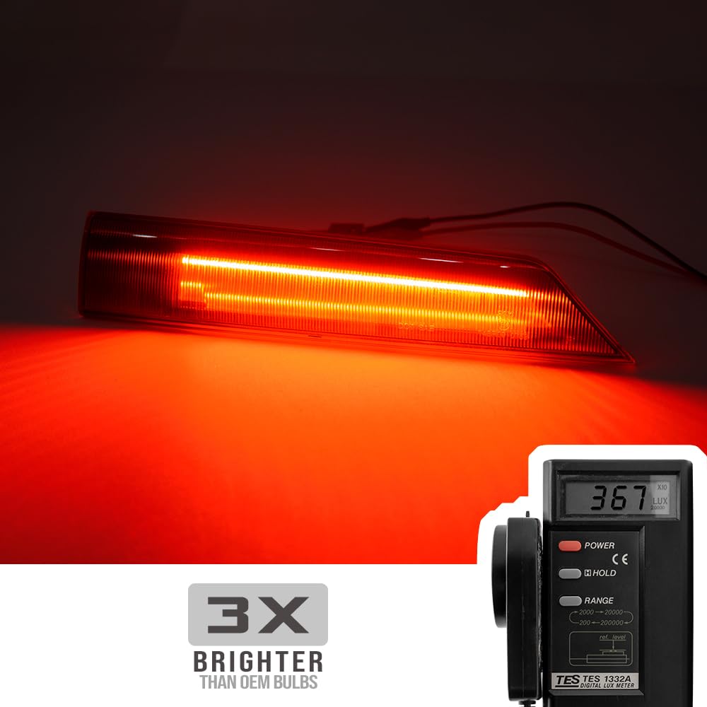 Terzo Stop per Fo.rd Transit Custom 2012-2022 LED terzo stop posteriore Transit Luce di stop posteriore di alto livello per porta della stalla 2 pezzi Lente rossa