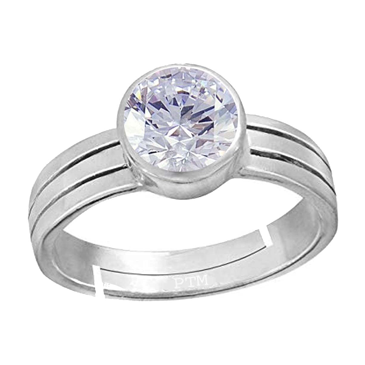 ptm American Diamon/Zircon 3.25 Ratti to 10.25 Ratti or 3 Carat to 9.5 Carat Astrological Certified Gemstone Sterling Silver/bis Hallmark Adjustable Ring for Men & Women-picture-39