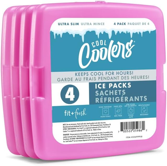 Miniatura 7 de Cool Coolers by Fit + Fresh, Reusable & Long-Lasting Slim Ice Packs, Cold Packs for Lunch Boxes, Ice Packs for Lunch Bags