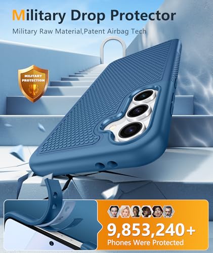 Image of FNTCASE for Samsung Galaxy S24-FE Case: Dual Layer Protective Heavy Duty Cell Phone Cover | Shockproof Rugged with Non-Slip Textured | Military Grade Drop Protection Bumper Tough (Blue)