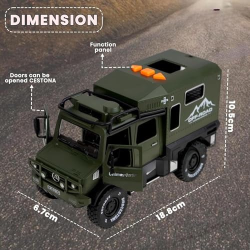 Image of Off Road Friction Vehicle Car Toy for Kids 3+| Big Size 1Pc Push-Go with Opening Doors Defense Military Lorry Truck Army Force Toys for Boys & Girls Birthday Gift for Children (Green)