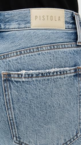 Image of PISTOLA - Lexi Mid Rise, Signature Bowed Straight Jeans - Light Denim Jeans