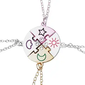 Colar Best Friend para 4 luas, estrelas, sol, nuvem, colares para mulheres, colares de amizade combinando para amigas, presentes para amigas, presentes de aniversário para mulheres