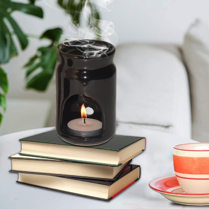 Pure Source IndiaCeramic Aroma Burner (4 x 2.4 inch, Black)