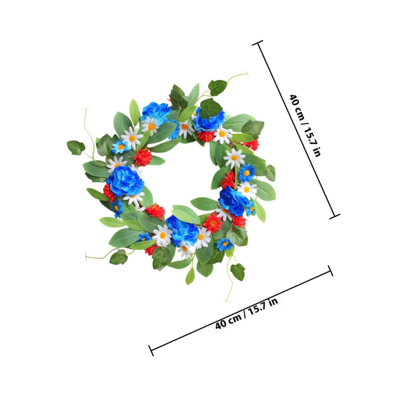 DECHOUS Corona di Fiori Artificiali Realistici Verde per Addobbo Porta D'ingresso Decorazione Esterna Festive