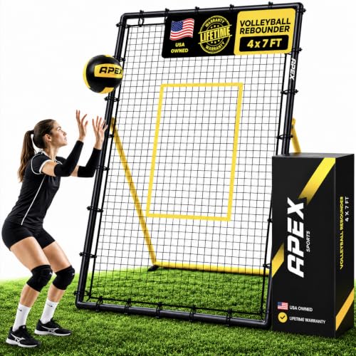 Apex Sports Volleyball Rebounder, Adjustable Angle 7x4 ft Bounce Back Net