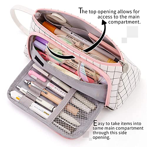 Image of Party Propz Pink Pencil Pouch for Girls - 1 Pc Large Capacity Pencil Pouches for Stationary | Big Pencil Pouch for Girl | Multipurpose Pouch for Travel | kanjak Gifts for Girls