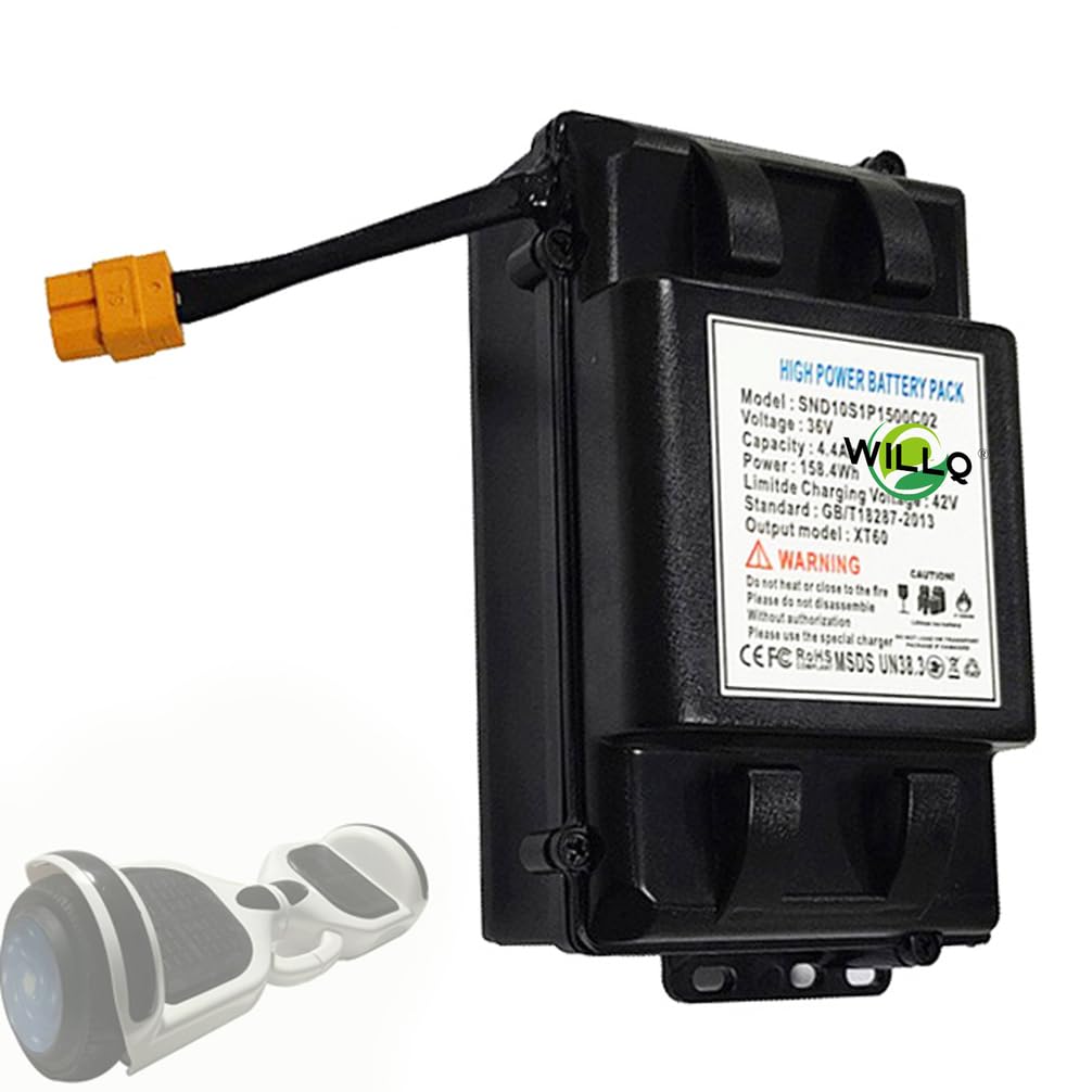 Batteria al Litio Ricaricabile di Ricambio da 36 V 2 Ah 2,2 Ah 2,4 Ah 4 Ah 4,4 Ah 5,2 Ah 6 Ah per Hoverboard con Custodia in ABS e connettore XT60