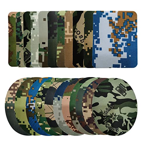 Rolin Roly 22Pcs Camo Iron On Fabric Patches Camouflage Heat Transfer Repair Patch Stickers Adhesive Jean Embroidered Patches for Clothing Jackets Decorating3.7X4.9inch
