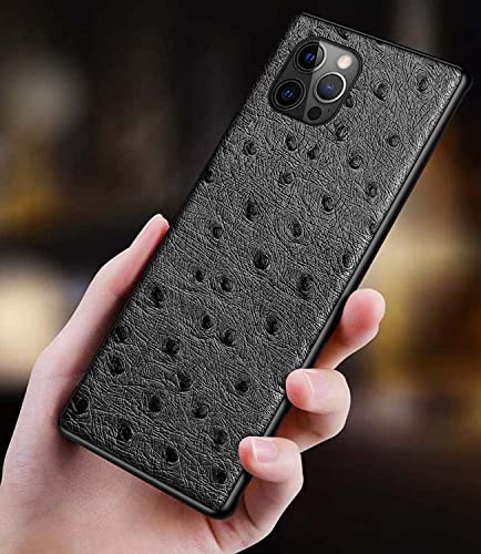 Coque iPhone 14 Pro Max en cuir d'autruche marron élégante
