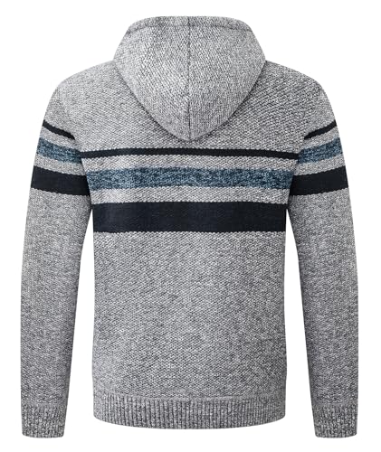 Image of LLdress Mens Knit Cardigan Sweaters Sherpa Lined Full Zip Hoodie With Pockets
