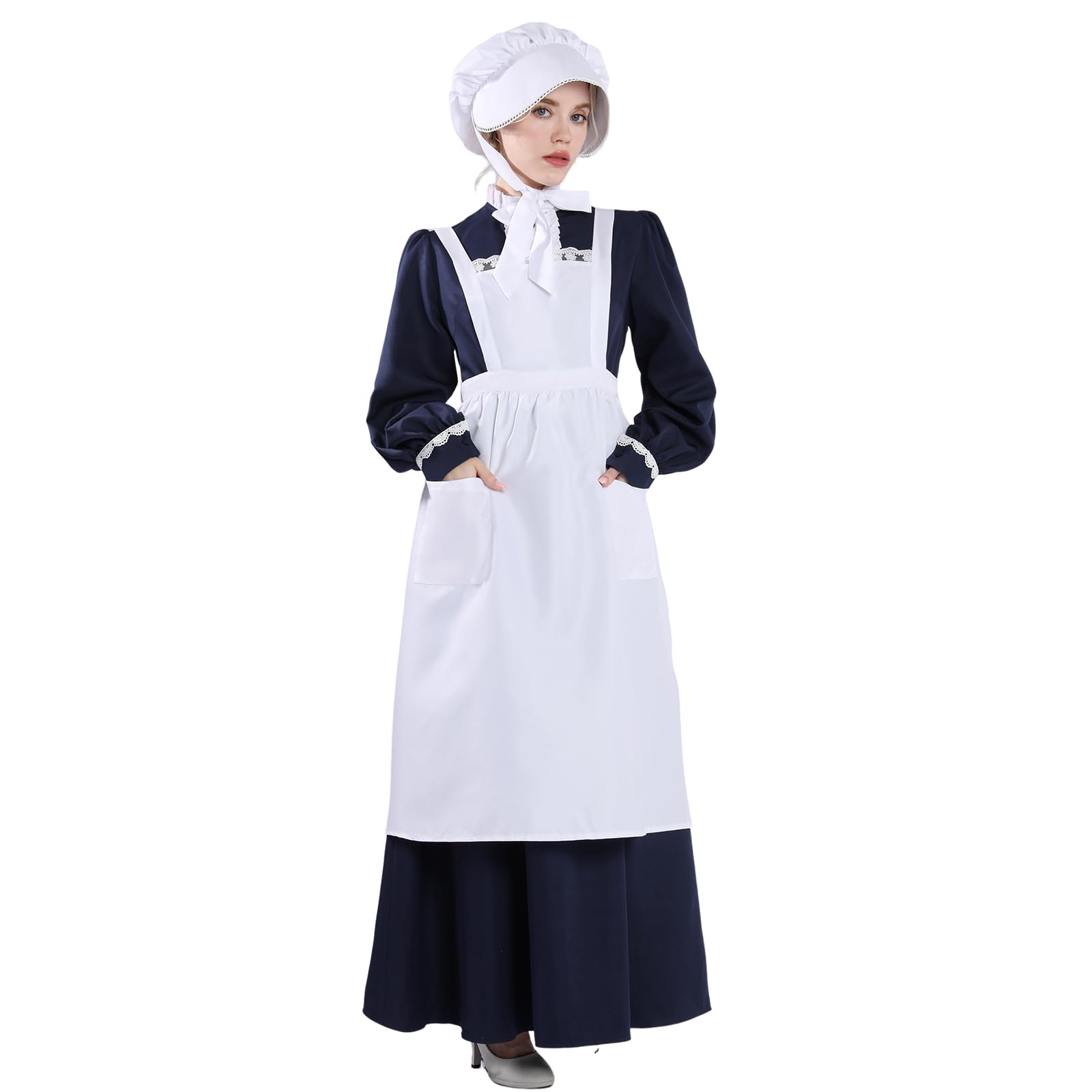 CR ROLECOS Colonial Prairie Dress Women Floral Amish Dresses Pilgrim Costume