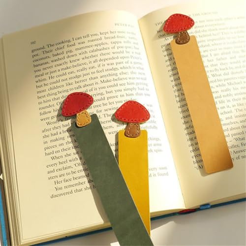 Mushroom Bookmark Set of 3, Red Shiitake Mushrooms...