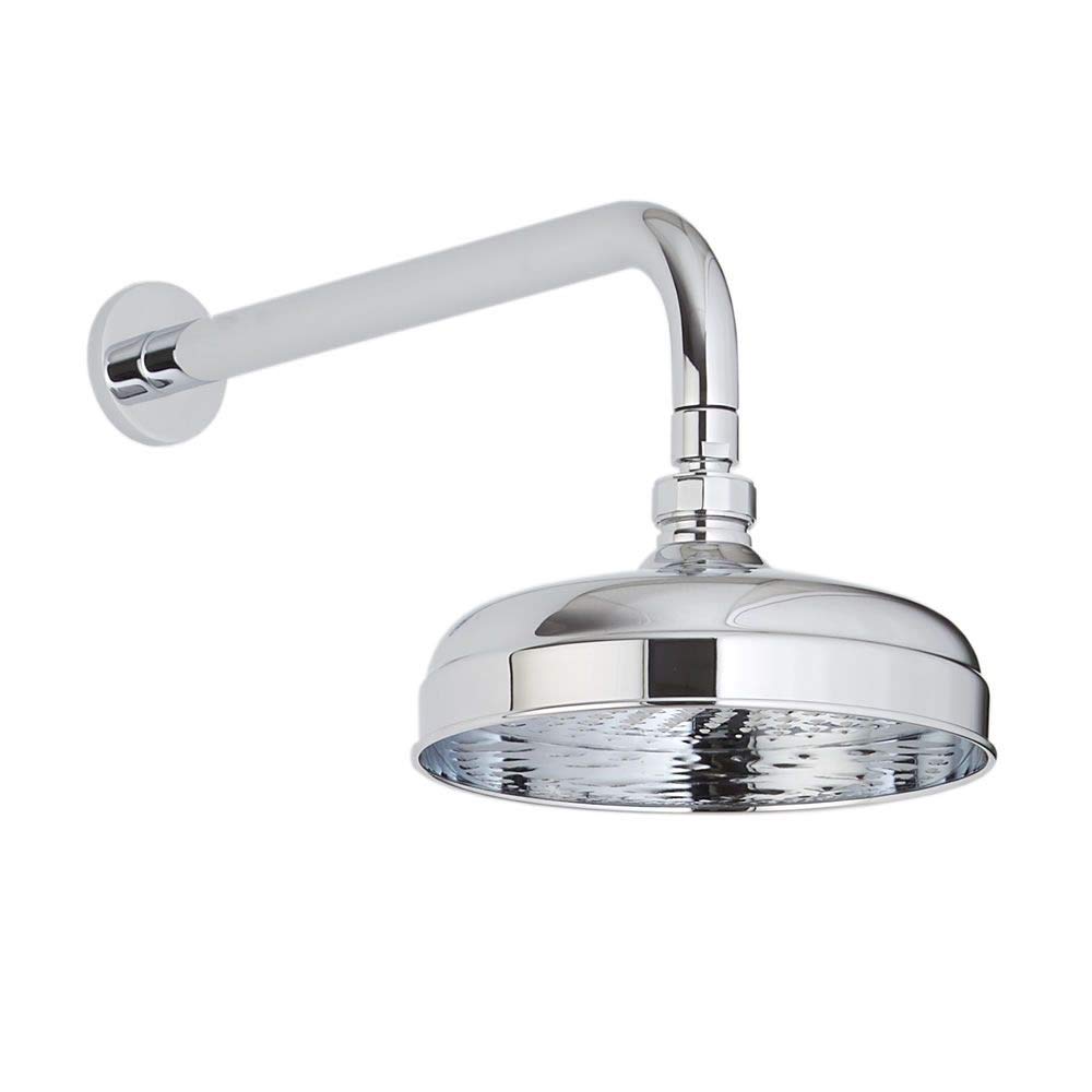 Milano Chrome Elizabeth 205Mm Round Rainfall Shower Head Wall Mounted Arm
