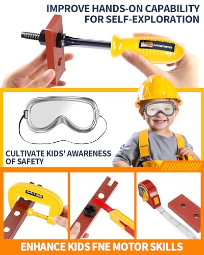 image for Deejoy Tool Set with Tool Box & Electronic Toy Drill, Pretend Play Kid