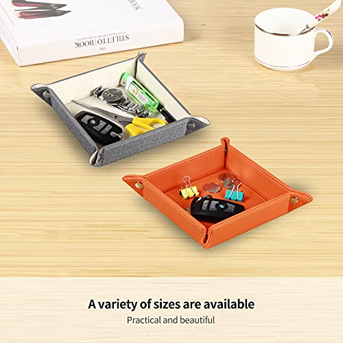 Image of YAPISHI Key Dish Bowl for Men, Entryway Catchall Holder Bedside Table Valet Tray for Pocket Stuff, PU Leather Nightstand Organizer for Dice /Coins /Wallet /Watch /Rings /Sunglasses, Dresser /Coffee Table