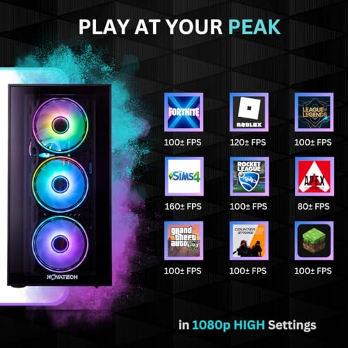 Image of NOVATECH Phantom - Prebuilt Gaming PC Desktop Computer - RX580 8GB - Core i7 Xeon 3.5GHz - 16GB RAM - 512GB M.2 SSD WiFi /BT, Win 11 Pro - Gaming Computer Tower - Pre Built PC Gaming - 1 Year Warranty