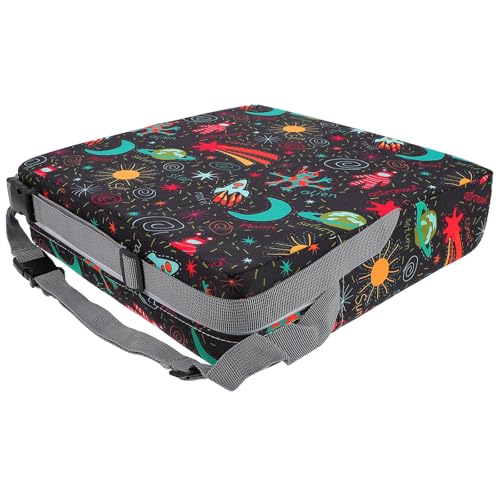 NUOBESTY Cojín Elevador para Silla Infantil, Tamaño 32x32x8 Cm, Color Negro Diseño Espacial, Asiento Grueso y Antideslizante, para Tronas y Comedor Ñiño