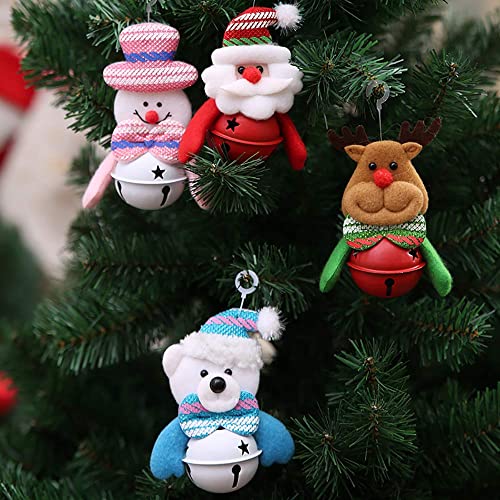 Topzea 16Pcs Christmas Bells Ornaments Pendant, Hanging Jingle Bells Ornament Felt Bulk Xmas Tree Decorations Santa Clause Snowman Reindeer Doll Elk Bear Ornaments For Christmas Tree, Door Home Decor #TOP4