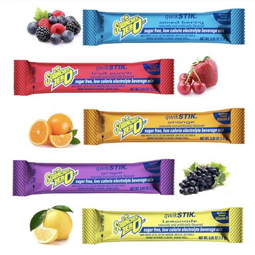 500-Pack Electrolyte Powder Packets by Sqwiincher ZERO Qwik Stik- Sugar-Free Drink Mix Assorted Flavors - Hydration Packets with Multi-Flavor