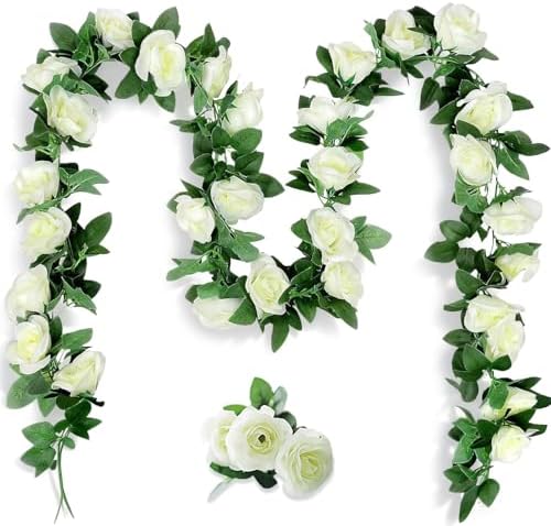 10PCS Fake Rose Garland, 7.5Ft Artificial Vines Flowers Hanging R...