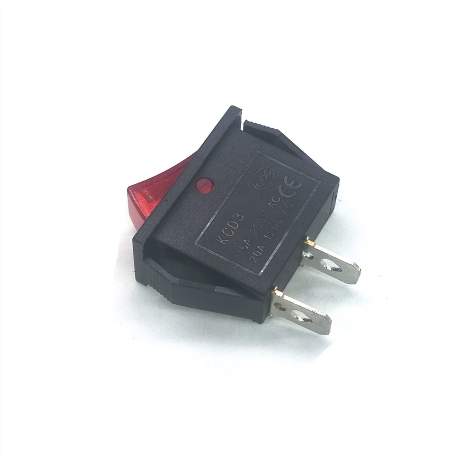 Interrupteur à bascule KCD3 rouge 2 broches 15A 250V snap-in ON-OFF