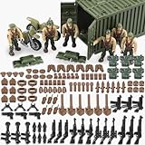 Finger Rock Weapon Pack Military Accessories Set, WW2 Military Army Equipment Gear Container Set Include US Soldier Action Figures, Compatible with Major Brand