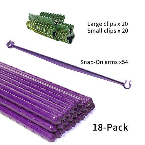 Growsun 5-ft 6-Pack Purple Tomato Supports Cage Plant Garden Stakes for Cucumber Fences Beans, 40 Counts Clips Include