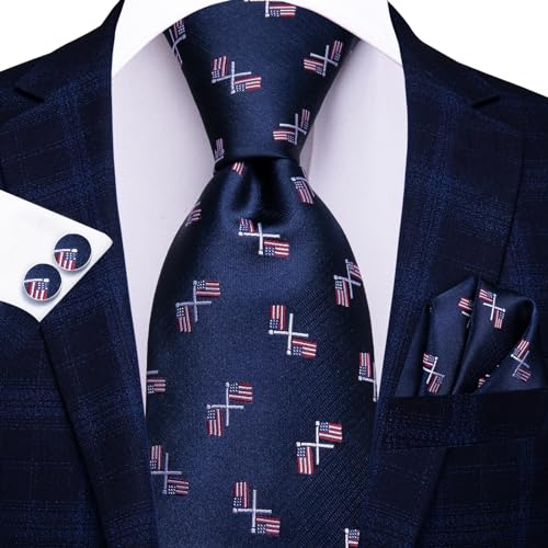 Image of Dubulle Silk Ties Set for Men Formal Paisley Striped Necktie Pocket Square Cufflinks 3PCS Sets Wedding Business Party