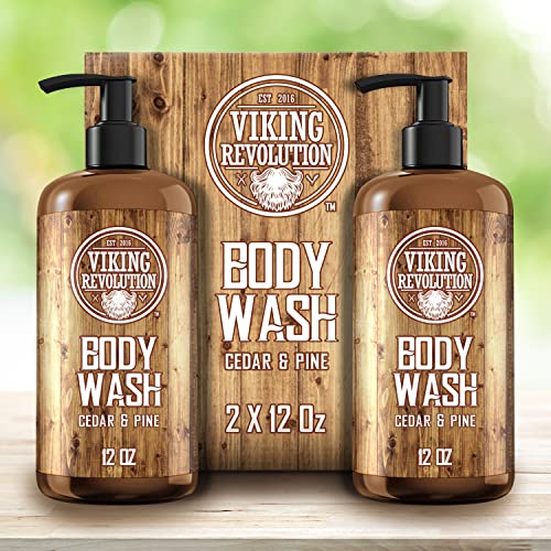 Viking Revolution Men's Body Wash - Cedar And Pine Oil Body Wash For Men - Mens Natural Body Wash With Vitamin E And Oregano Oil - Mens Shower Gel Liquid Soap - Cedar Oil Mens Bodywash (2 Pack, 12Oz) #TOP4