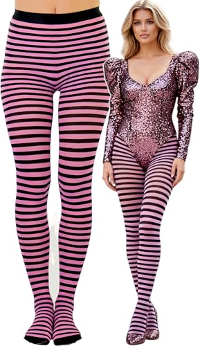 Image of ToBeInStyle Women's Thin Horizontal Stripe Opaque Tights Pantyhose - Regular or Plus