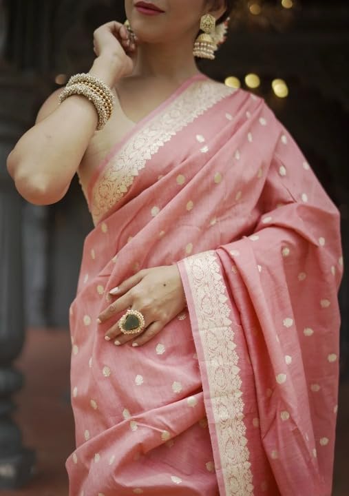 Image of Flosive Women's Cotton Saree With Blouse Piece