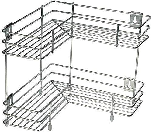 Privesh 2 Layer Multipurpose Stainless Steel Portable Storage Rack Wro-lavi Kitchen Vegetable Trolley with Wheels for Kitchen Storage