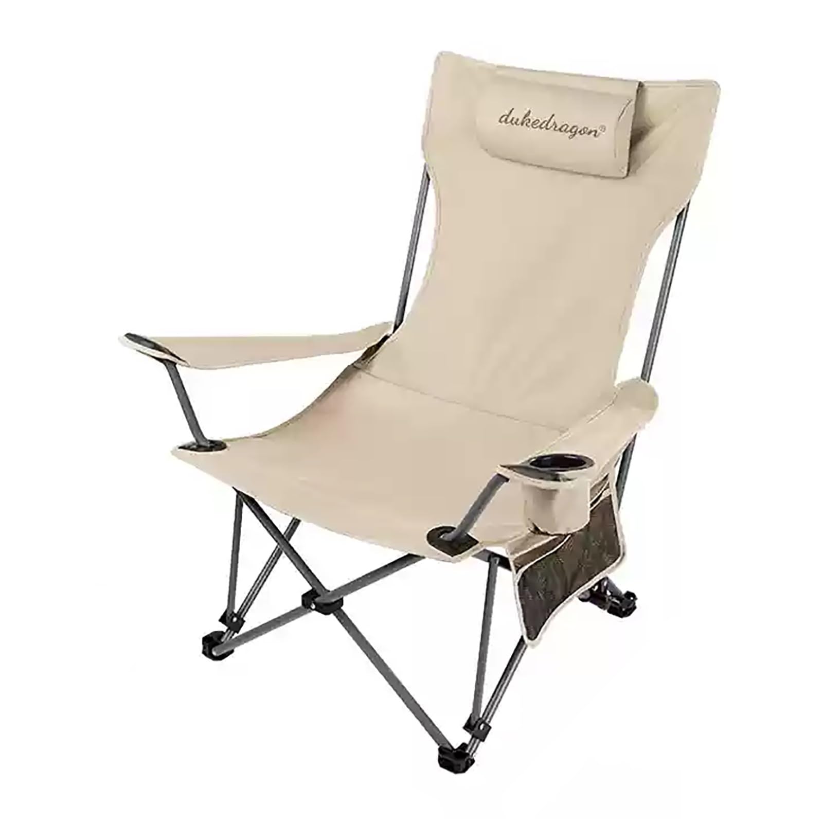 Klappbarer Campingstuhl mit Getränkehalter und Seitentasche – leichte, tragbare, robuste Campingstühle mit hoher Rückenlehne for Outdoor/Angeln/Picknick(Brown)
