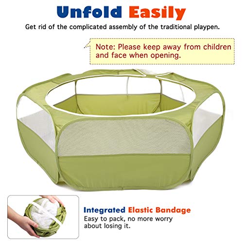 Vavopaw Small Animals Playpen, Waterproof Breathable Indoor Pet Cage Tent With Zipper Cover, Portable Outdoor Exercise Yard Fence For Kitten Hamster Bunny Squirrel Guinea Pig Hedgehog, Avocado Green #TOP7