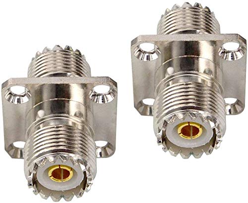 uhf female to female coupler joiner coax jumper cable connector so239 pl259 uhf vhf antenna 4 hole flange panel mount adapter 1 pcs(gold)