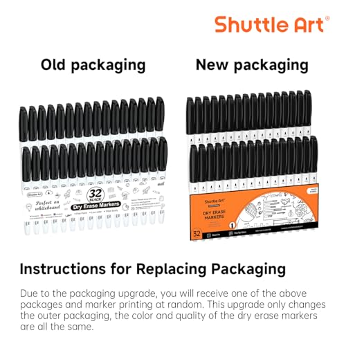 Image of Shuttle Art Dry Erase Markers, 32 Pack Black Whiteboard Markers,Fine Tip Dry Erase Markers for Kids,Perfect for Writing on Whiteboards, Dry-Erase Boards,Mirror,Calender,School Office Supplies