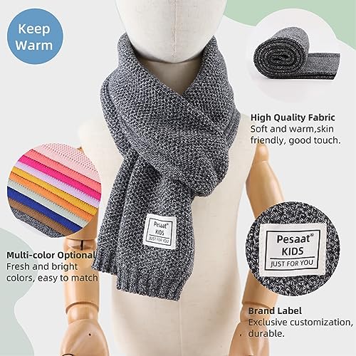 Image of PESAAT Kids Winter Infinity Scarf Knit Cotton Toddler Boy Girls Scarves